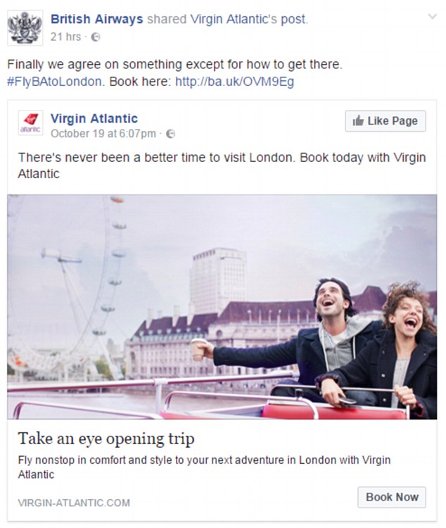 Postarea făcută de British Airways a fost actualizată după aproximativ o oră // foto: DailyMail